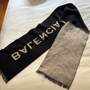 Balenciaga Black and Gray Reversible Logo Scarf